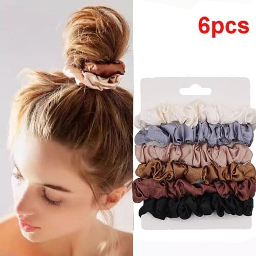 6pcs/ 5pcs Hair Scrunchies Hair Ties Women Hair Bands Hairband Rings Ponytail Holder HairbandsLady Grils Intestine Rubber Rope