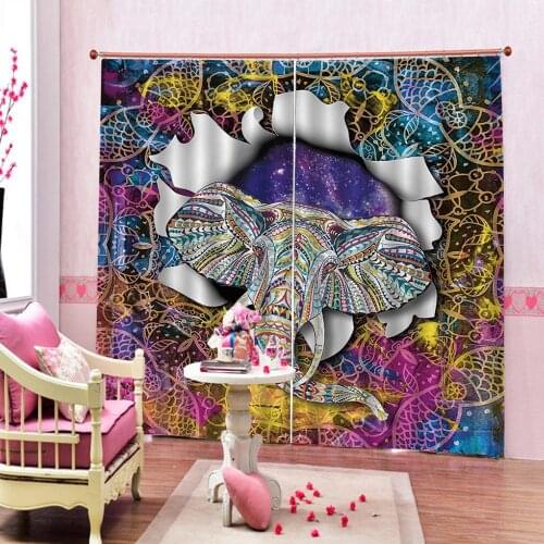 Elephant curtains Luxury Blackout 3D Window Curtains For Living Room Bedroom Customized size