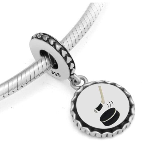 Hockey Stick Figure Dangle Charm Fits Woman Charm Bracelet & Choker Sterling Silver Jewelry Beads For Jewelry Making