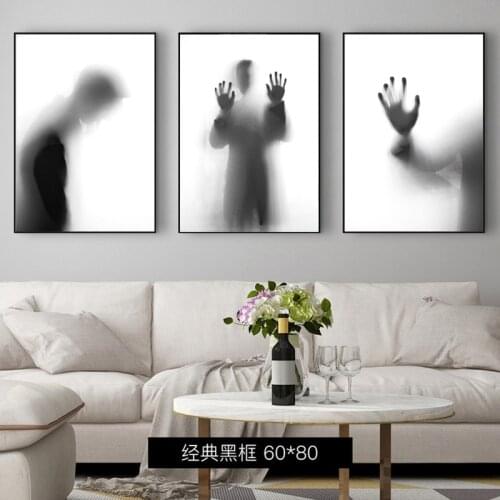 Nordic Art Black And White Wall Art Posters And Prints Man Shadow Abstract Canvas Paintings On the Wall Pictures For Living Room