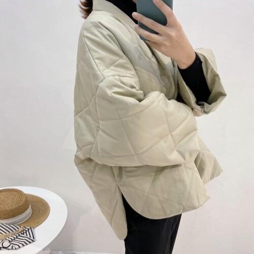Northern European short front rear long loose profile fall shoulder coat polperro Quilted Cotton Jacket