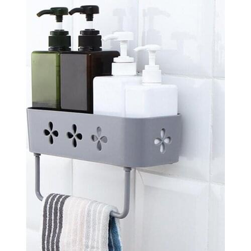 Bathroom Shower Storage Rack Shampoo Towel Holder Wall Stick Type Kitchen Tools Organizer Rack