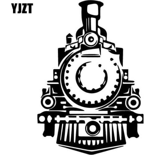 YJZT 11.4CM*16.5CM Delicate Steam Train Locomotive Exquisite Vinly Decal Cool Decor Car Sticker Black/Silver C27-0905