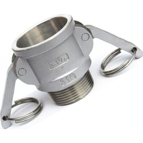 1-1/4" BSP Male Thread x 47mm ID Camlock 304 Stainless Steel B Type Socket Cam Lock Fitting Pump Adapter Cam Groove Coupling