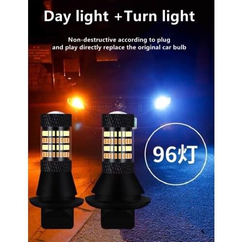 1Set LED Canbus 3014 1156 P21W BA15S PY21W BAU15S 3156 7440 W21W T20 Car DRL Turn Signal Lights Error Free Switchback Dual Color