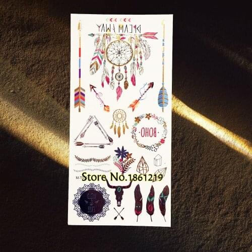 1PC Hot Summer Style Gold Silver Men Women Henna Tattoo Sticker GGM-T08 Pineapple Leaf Branch Design Waterproof Temproary Tattoo