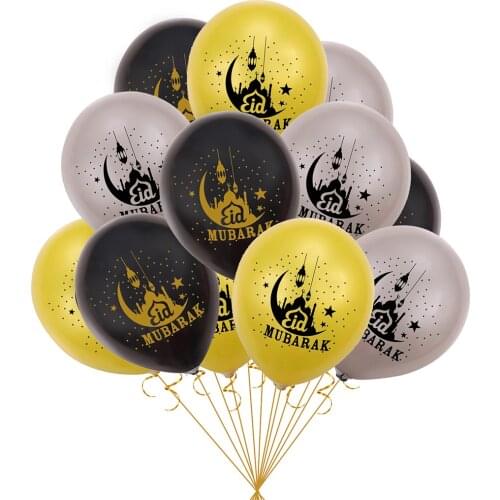 10Pcs 12inch Ramadan Kareem Latex Balloons Eid Mubarak Decoration Confetti Balloons For Islam Muslim Eid Party Supplies