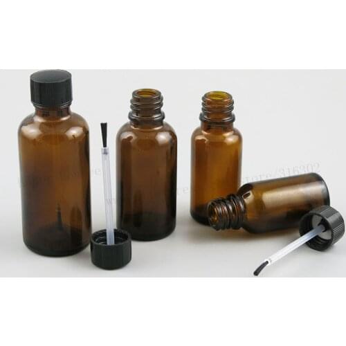 10x5ml 10ml 15ml 20ml 30ml 50ml 100ml Nail Polish Brown Glass Bottle With Brush for Beauty Cosmetic Containers Simple Bottle
