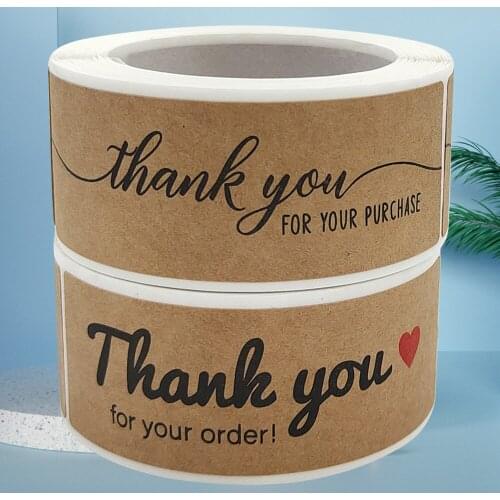 120Pcs 1x3inch Kraft Thank You for Your Order Purchase Stickers Rectangle Seal Label Shop Bag Box Shipping Takeout Package Decor