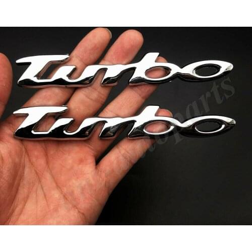 2pcs Metal Chrome Turbo T Car Trunk Rear Emblem Badge Decal Sticker 2.0 3.0