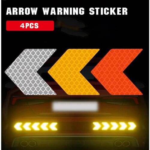 2PCS Car Reflective Sticker Warning Decals Arrows Pattern Motorcycle Auto Tail Bar Bumper Sticker Safety Mark Car Decor Stickers