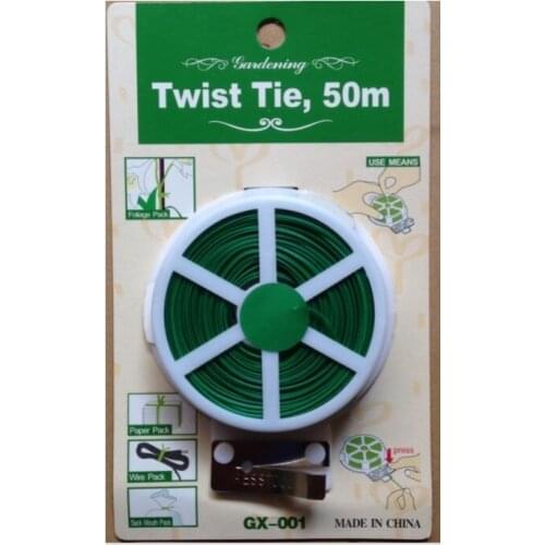 50M Gardening Vine Climbing Plants Bracket Cable Reusable Twist Tie Green Coated String With Cutter Sturdy Plant Grafting Fixer