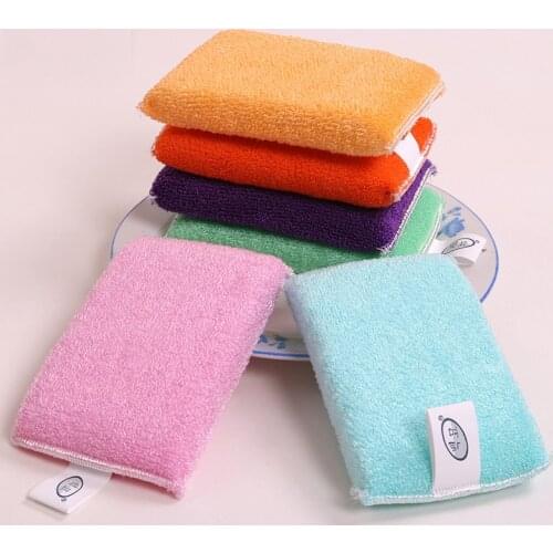 50pcs/lot ANTI-GREASY bamboo fiber wrap sponge washing dish brush,magic multi-function wipping/cleaning sponge