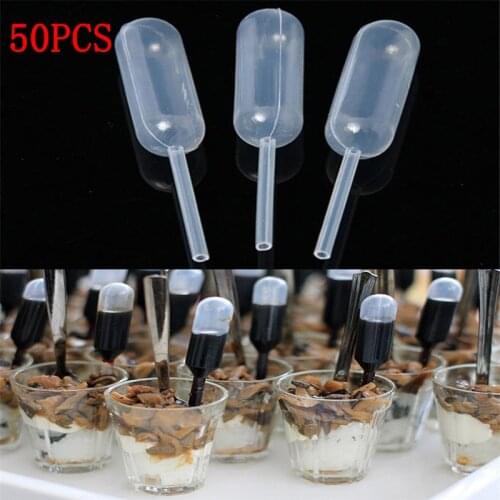 50pcs Plastic Squeeze 4ml Transfer Pipettes Dropper Disposable Pipettes for Strawberry Cupcake Ice Cream Chocolate Cake Topper