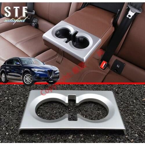 ABS Pearl Chrome Interior Rear Cup Drink Holder Cover Trim Bezel Frame Molding Garnish For Alfa Romeo Stelvio 2017 2018 2019