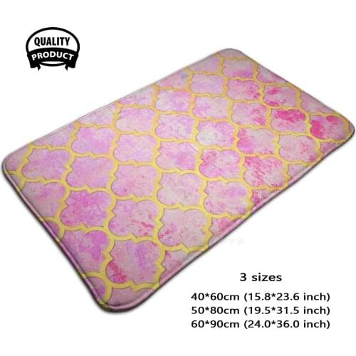 Al Pattern Seamless Design Pink Lattice Style 3D Soft Non-Slip Mat Rug Carpet Cushion Moroccan Lattice Al Pattern Morocco