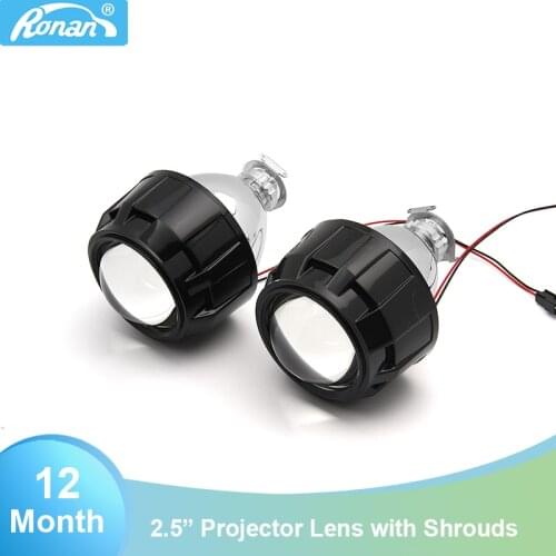 2.5inch bi-xenon HID Projector Lens Silver Black Shroud using H1 bulb H4 H7 Accessory Retrofit Motorcycle Car Headlight