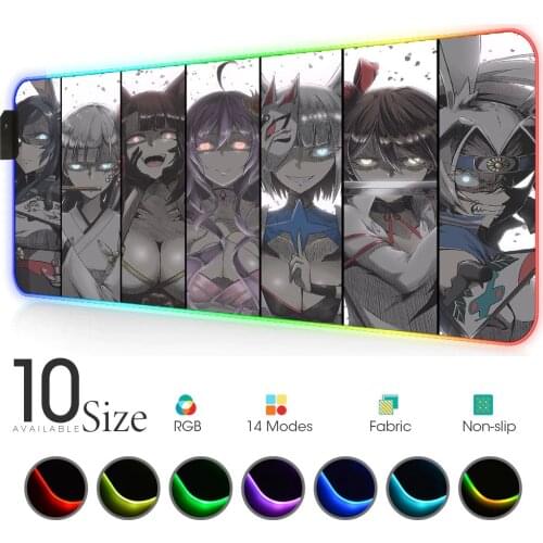 Azur lane anime characters RGB Mouse Pad Gamer Accessories Large LED MousePad XXL Gaming Desk Mats PC Desk Play Mat with Backlit