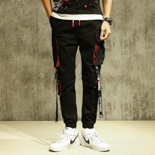Side Pockets Ribbon Buckles Cargo Harem Pants 2020 Hip Hop Casual Joggers Pants Streetwear Fashion Sweatpants Trousers