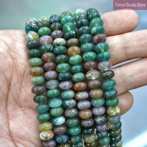 Natural Stone Beads Indian Agates Rondelle Round Spacer Beads for Jewelry Making Diy Bracelet Charms Accessories 15" 4/6/8mm
