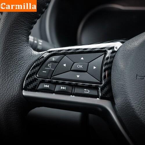 Carmilla Carbon Fiber Car Steering Wheel Panel Cover Trim Sticker for Nissan Micra March 2017 2018 2019 2020 2021 Accessories