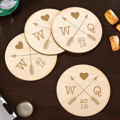 WHITBY CROSSED ARROWS CUSTOMIZED WOODEN COASTERS FOR COUPLES