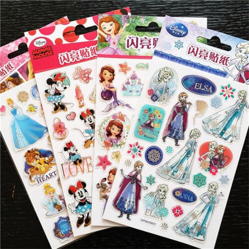Disney shiny crystal sticker children cartoon sticker Frozen sticker Sophia Princess mickey Minnie toys