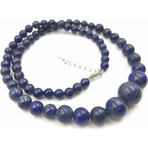 Hot Wholesale New Charming Beautiful Blue Lapis Lazuli 6-14mm Round Beads Necklace Gifts for Girl Women Length 18 Inch