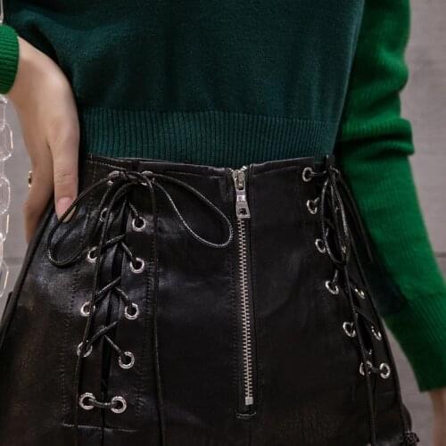 Idopy Fashion Womens PU Leather Sexy Shorts Side Lace Up Skinny Fit Night Club Short Pants High Waist Zipper Shorts For Women