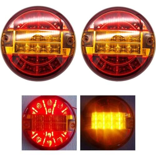 Round LED Amber Red Taillights Side Marker Indicator 20LED 12V Warning lights Stop Brake Running Reverse Backup Light For Truck