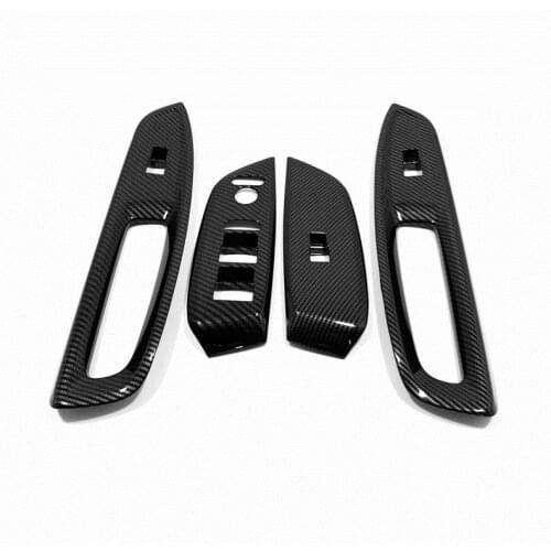 Car Door Armrest Panel Cover Window Glass Lift Switch Button Trims For Honda Fit Jazz GR RHD 2021 ABS Carbon Fiber Accessories