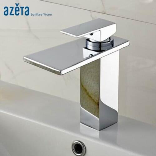 Square Chrome Basin Faucet Deck Mounted Bathroom Brass Material Single Handle Washbasin Basin Taps MK888E
