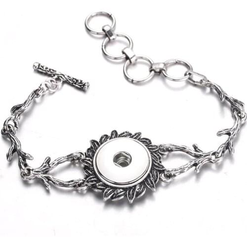 Fashion Creative charms Metal snap bracelet adjustable fit 18mm snap buttons snap jewelry bracelets for women jewelry wholesale