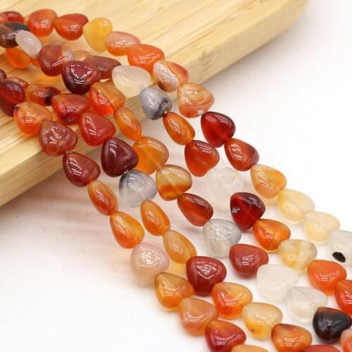 New 20pcs Natural Red Agates Bead Heart Shape Natural Stone Loose Beaded for Making Necklace Bracelet Accessories 10x10x5mm