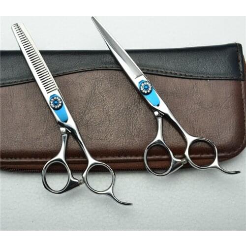 2Pcs 6'' 17.5cm Customized Brand JP 440C Professional Human Hair Scissors Hairdressing Cutting Shears + Thinning Scissors C1016