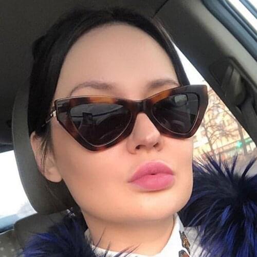 New Triangle Cute Sexy Ladies Cat Eye Sunglasses Leopard Women Vintage Brand Sun Glasses for Woman Black Female Glasses UV400