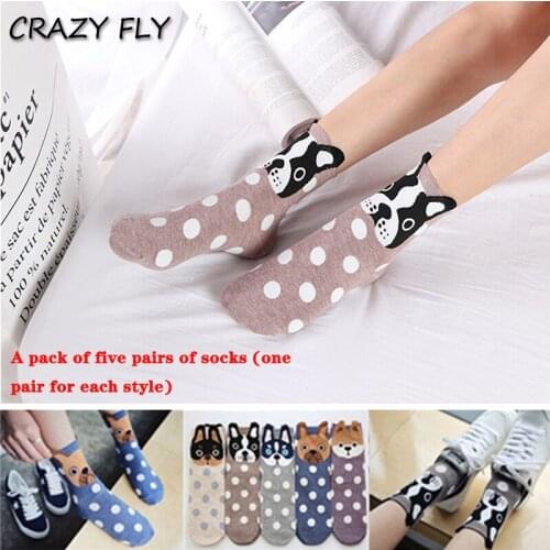 CRAZY FLY 2020 Autumn And Winter Women Socks Ear Cartoon Animal Series Cute Dog Kawaii Harajuku Style Funny Socks Gifts Means