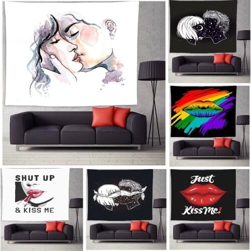 Kiss Tapestry Black White Tapestry Men Women Kissing Lovers Tapestry Aesthetic Tapestry Abstract Tapestry For Bedroom