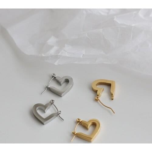Statement Heart Hoop Earring For Women Minimalist Waterproof Stainless Steel Gold Metal Earrings 2021 Trend Aretes Party Jewelry
