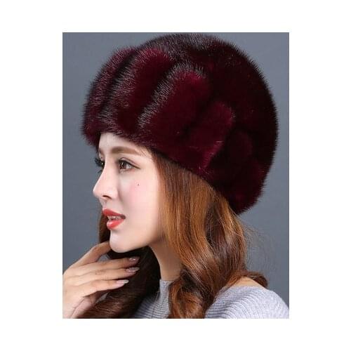 Women real mink fur hat female winter warm wind snow hat whole mink fur cap
