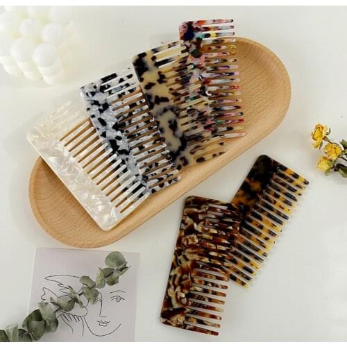 Wide Tooth Pocket Hair Comb Cellulose Acetate Tortoise Detangling Hairbrush Tool