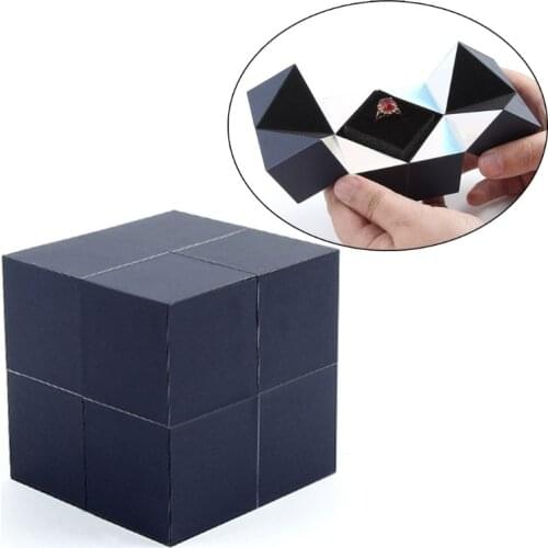 Magical Shape Changeable Jewelry Box Ring Proposal Rotating Cube Earring Surprise Box for Proposal Engagement Wedding