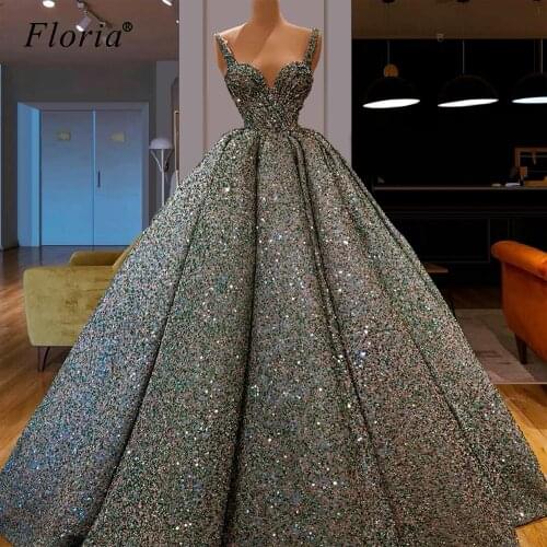 2020 Sparkly Sequins Celebrity Dresses A-Line Spaghetti Red Carpet Runaway Dress Dubai Prom Gowns Long Evening Gowns Vestidos