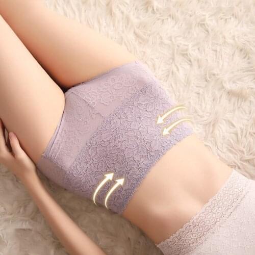 High Waist Women Panties Sexy Lace Underwear Body Slimming Lace Panties Mesh Floral Lingerie Female Seamless Briefs Underpants