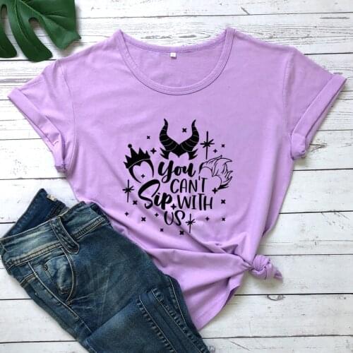 You Can't Sip With Us T-shirt Creepy Autumn Women Halloween Holiday Party Tops Tees Funny Villain Witchy Drinking Tshirt