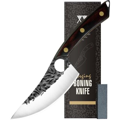 XYJ Full Tang 5 Inch Meat Cleaver Boning Knife Stainless Steel Filleting Knife Outdoor Serbian Chef Knives For Kitchen Camping