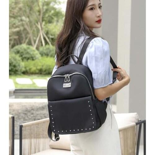 Free Shipping Fashion Womens Waterproof Oxford School Bag Casual Backpack Large Capacity Travel Double Zipper Shoulder Bags