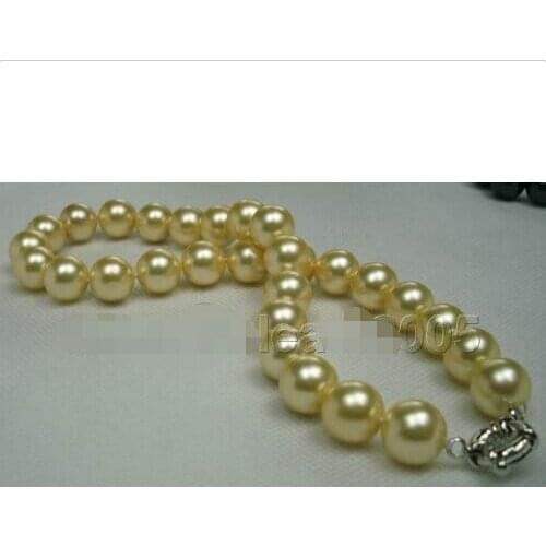 Women Gift word Love Factory direct sale charming 14mm yellow southsea AAA shell pearl necklace 18inch real Women Fine for lady