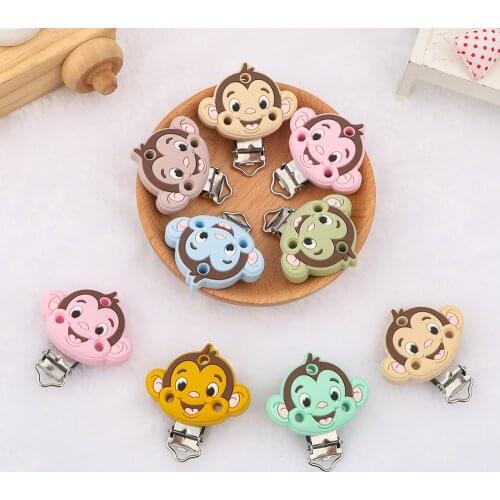 Kovict 10/20/50Pcs New Monkey Silicone Pacifier Clip Food Grade Pacifier Chain DIY Necklace Teethers Baby Toys Accessories