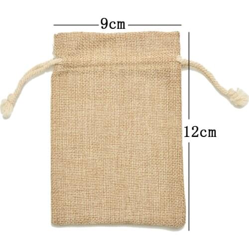 10PCS 9*12cm Drawstring Tie Bag Mini Rustic Burlap Pouch Sack Jewelry Pouches Bags Christmas Rustic bag